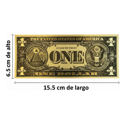 Billete Dorado Diferentes Denominaciones Plastificados 1 Dolar Piramide