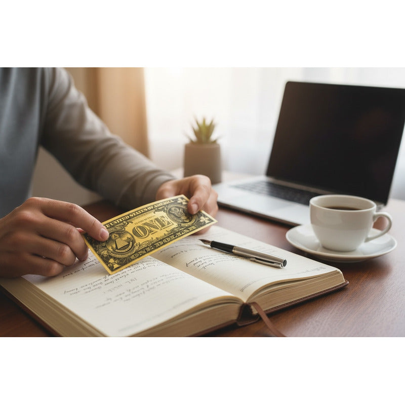 Billete Dorado Diferentes Denominaciones Plastificados 1 Dolar Piramide