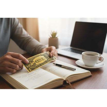 Billete Dorado Diferentes Denominaciones Plastificados 1 Dolar Piramide