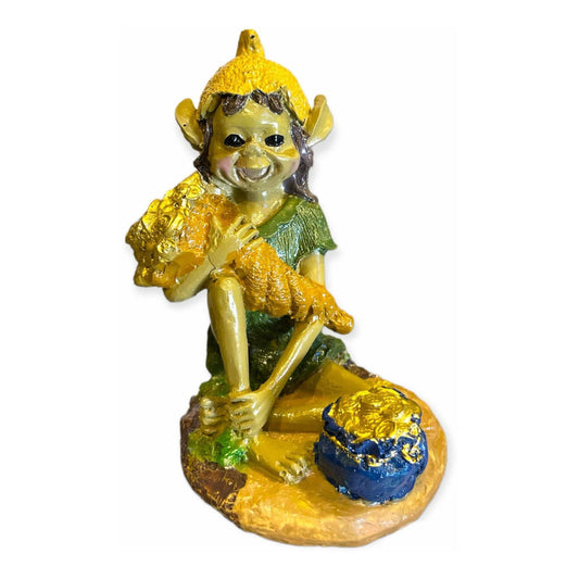 Elfo Cuerno De La Abundancia Morral 11.5x8x8cm Escultura.