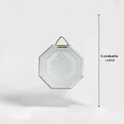 Espejo Octagonal, Grabado Con Símbolos Esotéricos De 5 Cm Nudo Sin Fin