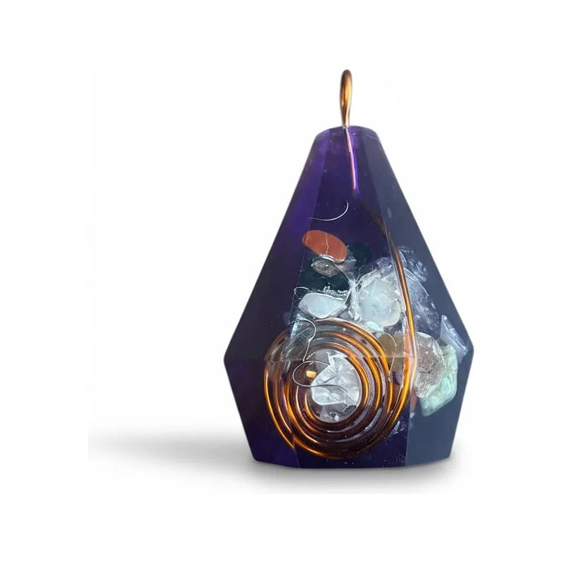 Orgonita Colgante Prisma Dije Limpia La Energía Amuleto Morado by HEREJE