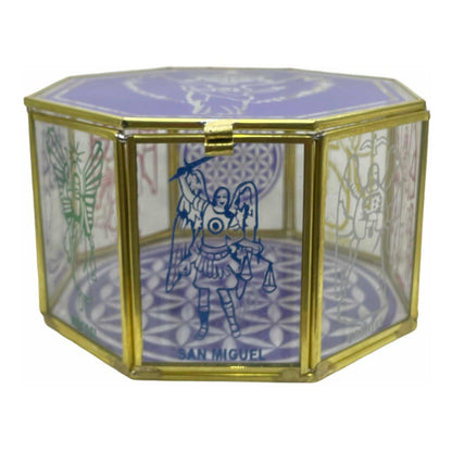Metatron Con Los 7 Arcangeles Caja De Cristal 15 Cm Grabado