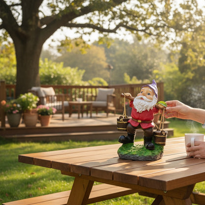 Gnomo Cubetas Figura De Resina De 20 Cm De Altura