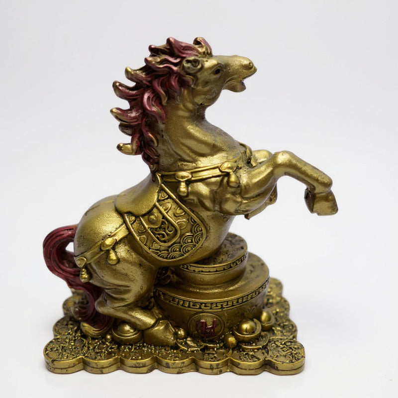 Caballo Del Año Chino Escultura De Resina 12x10x6cm