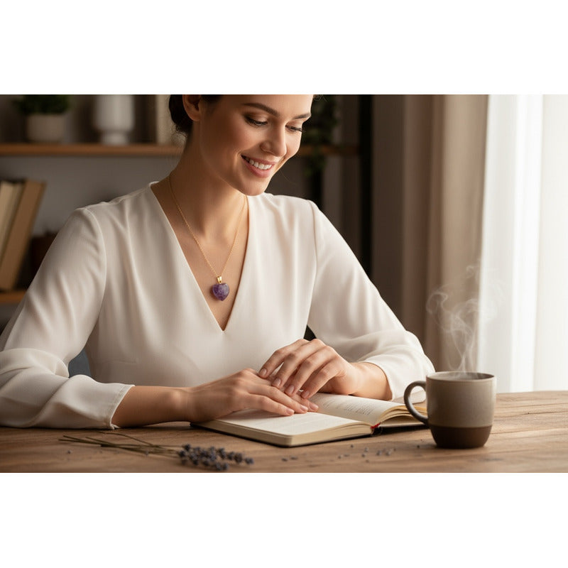 Dije Cuarzo Amatista Con Cadena 20mm