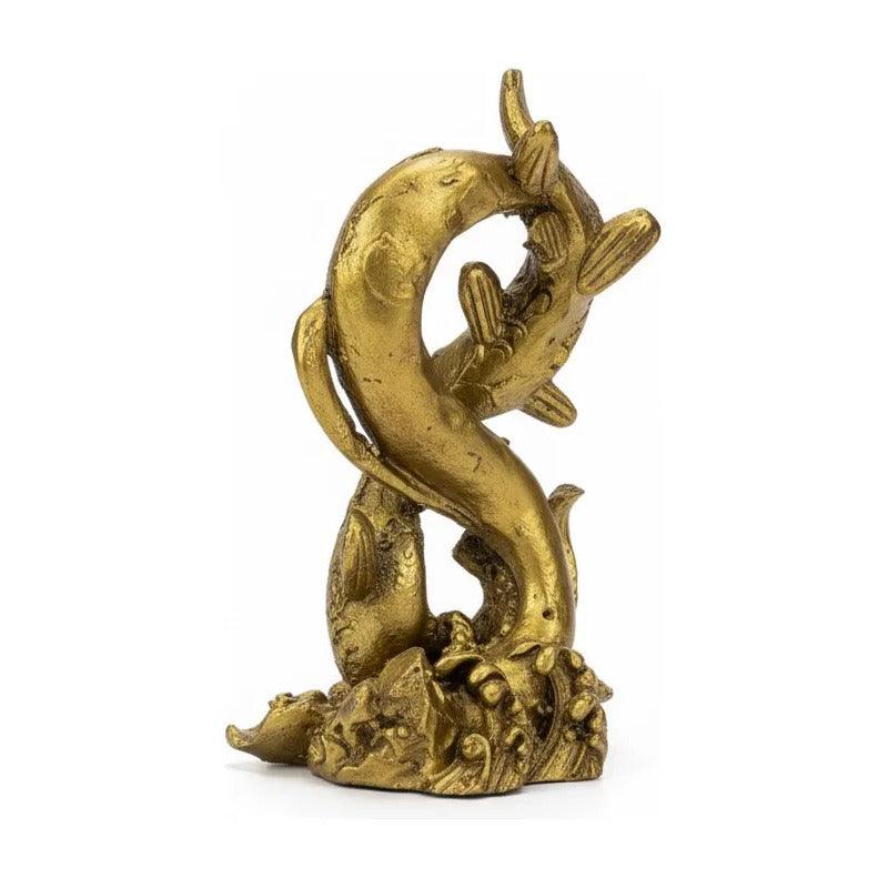 Figura Peces Koi Dorados Feng Shui 14cm Abundancia Dorado by HEREJE