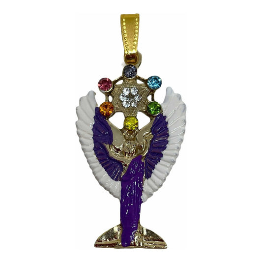 Metatron Dije Con Cubo Baño De Oro Pintado A Mano Con Crista