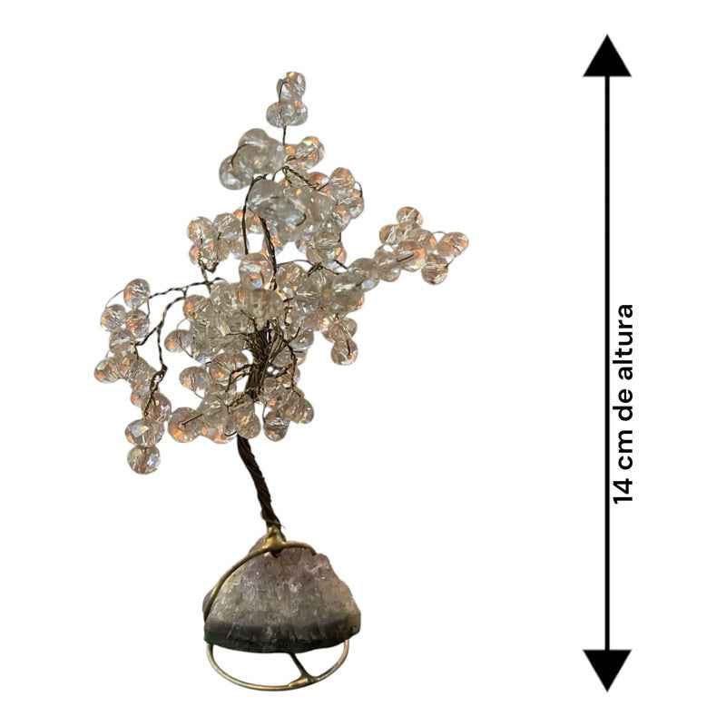 Arbol De La Vida En Cristal Con Base De Cuarzo, 14 Cm Altura Transparente