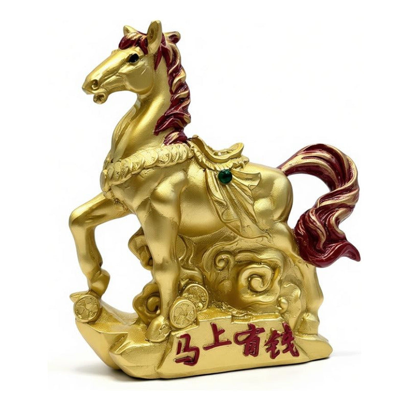 Caballo Del Año Chino 12.5x11x4cm Dorado