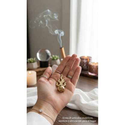 Bola De Fuego Amuleto De Metal 7 Cm Altura