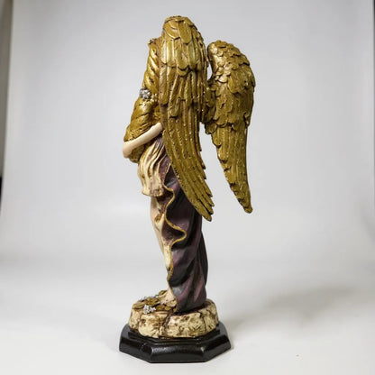 Angel De La Abundancia, Abundia Figura De Resina 30x12x10 Cm Dorado