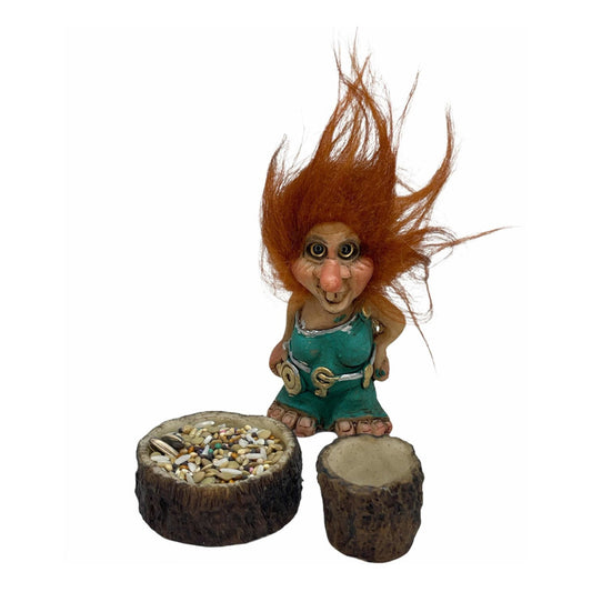 Troll Abre Camino + Comedero Figura De Resina 9 Cm Verde