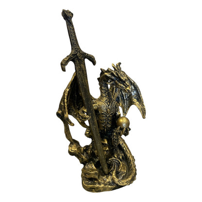 Dragon Dorado Figura Decorativa 12 Cm De Resina Mexicana