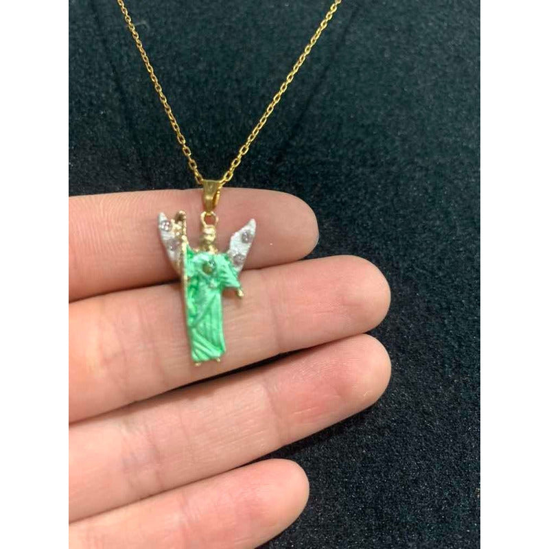 Juego 7 Arcangeles Dije Baño De Oro Con Cristal Miguel Jofie