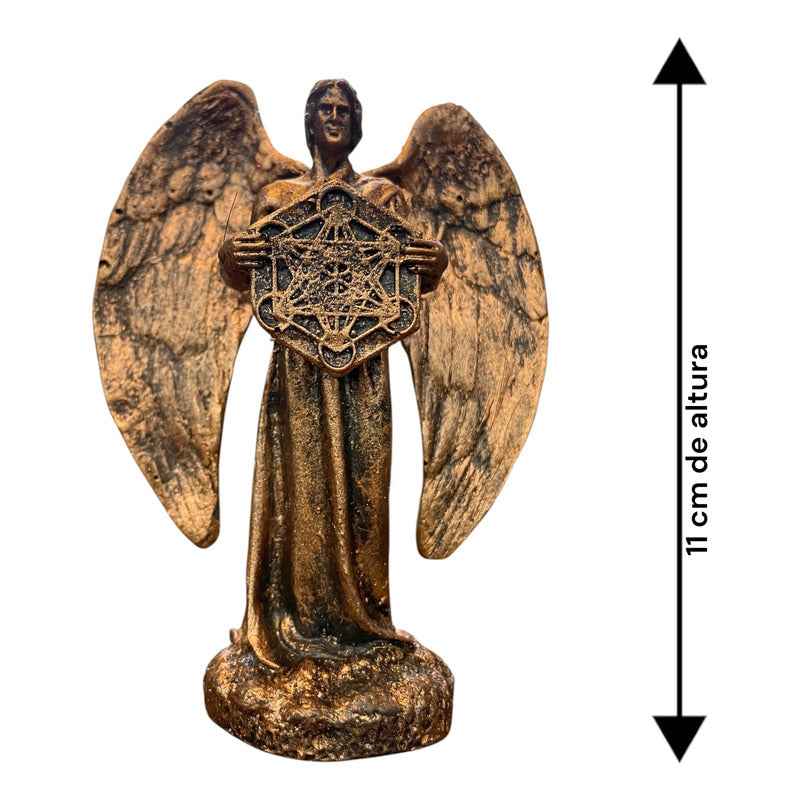 Figura Arcángel Metatrón Con Cubo En Resina 11 Cm Cobre