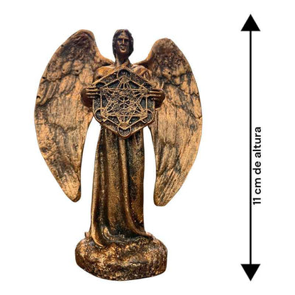 Figura Arcángel Metatrón Con Cubo En Resina 11 Cm Cobre
