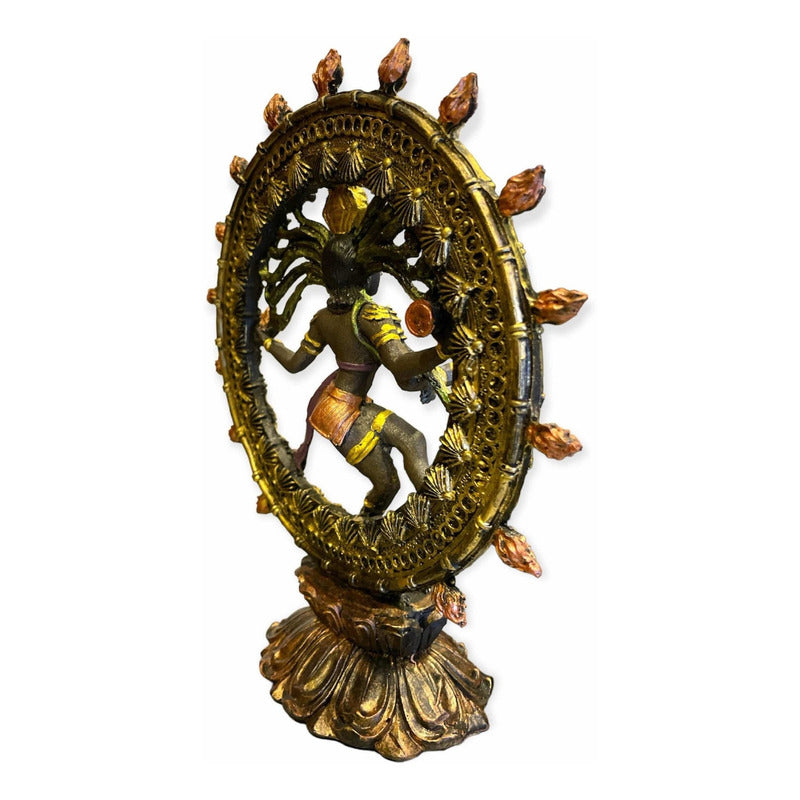 Shiva Nataraja Danza Cosmica 22.5x20x8cm Pintado A Mano. Bronce by HEREJE
