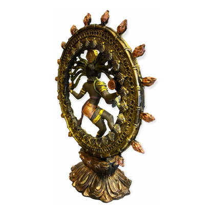 Shiva Nataraja Danza Cosmica 22.5x20x8cm Pintado A Mano. Bronce by HEREJE