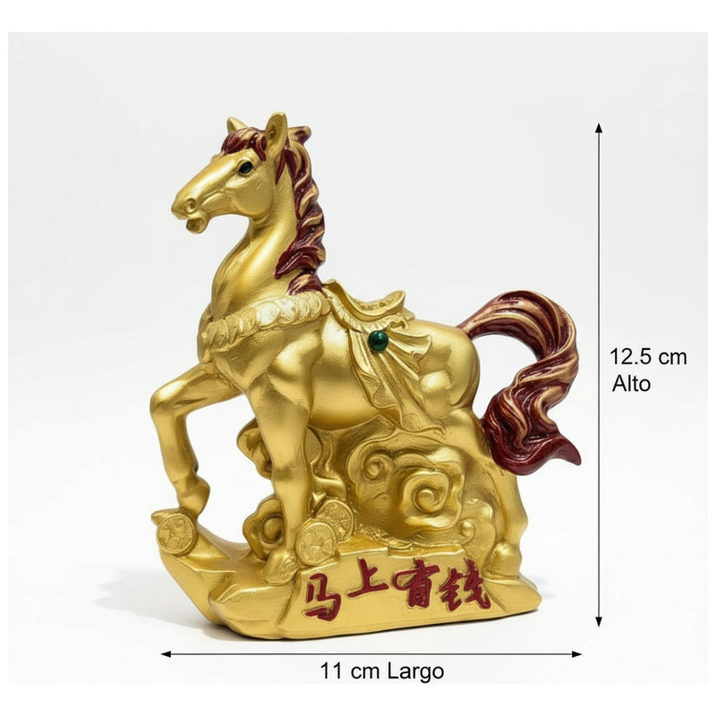 Caballo Del Año Chino 12.5x11x4cm Dorado