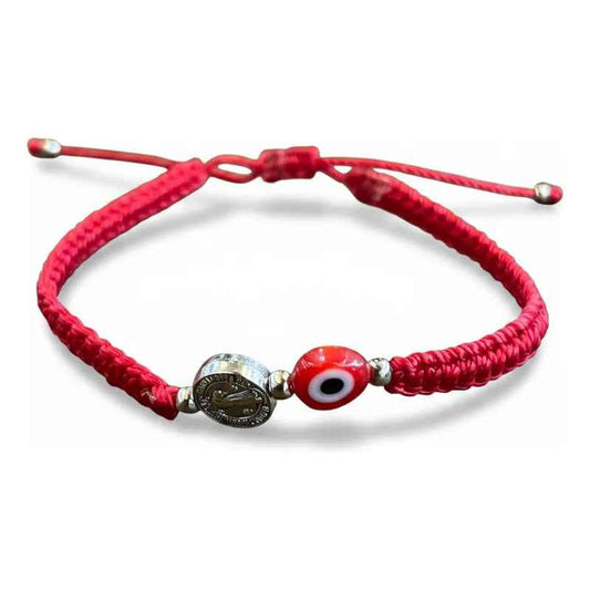 Pulseras De Hilo Tejido Artesanal. San Benito Ojo Rojo Hilo Rojo 18 Cm 25 Cm