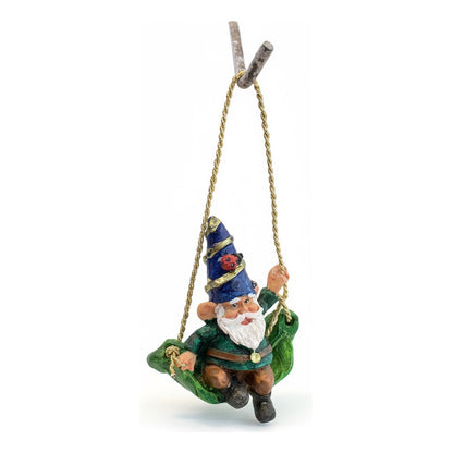 Gnomo En Columpio Figura De Resina Decorativa De 9cm De Alto