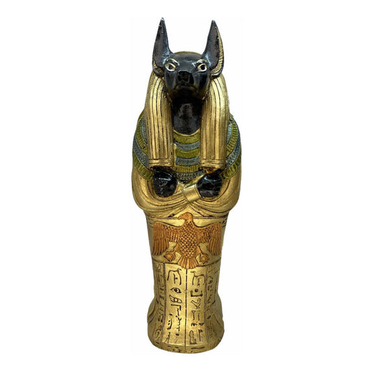 Zarcofago Anubis Egipcio En Resina Mexicana Pintado A Mano