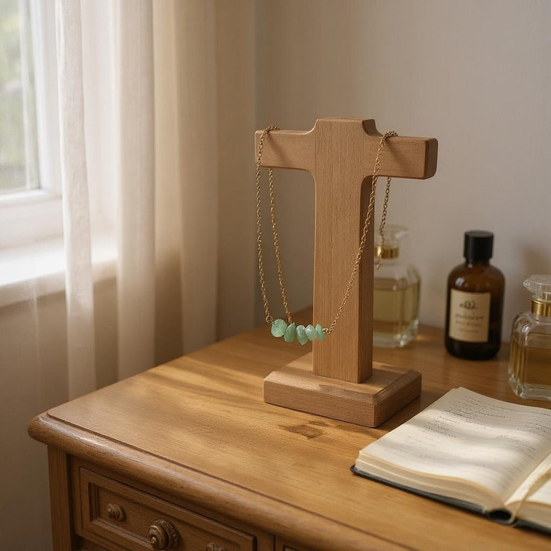 Collar Aquíje Pedra Cuarzo Dorado 45 Cm