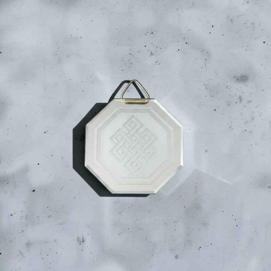Espejo Octagonal, Grabado Con Símbolos Esotéricos De 5 Cm Nudo Sin Fin