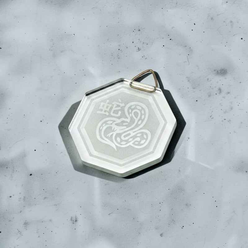 Espejo Octagonal, Grabado Con Símbolos Esotéricos De 5 Cm Serpienta