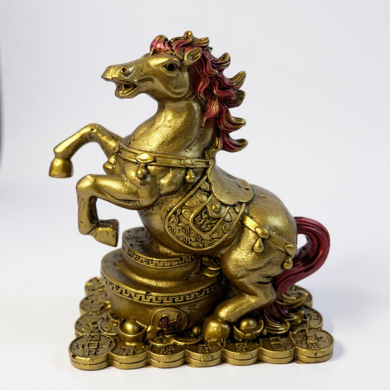 Caballo Del Año Chino Escultura De Resina 12x10x6cm