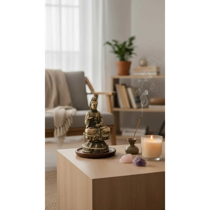Figura Decorativa Guan Yin Resina 10 Cm Hueso by HEREJE