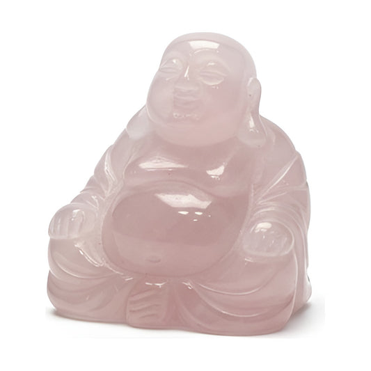 Escultura De Cuarzo Rosa Con Forma De Buda