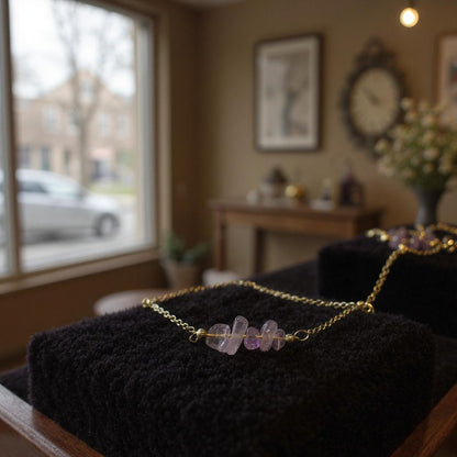 Collar Aquíje Pedra Cuarzo Dorado 45 Cm