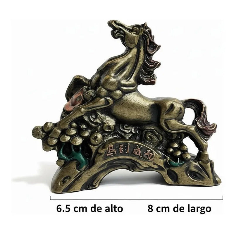 Caballo Del Año Chino Figura De Resina 6.5x8x2.5cm Dorado Oscuro by HEREJE