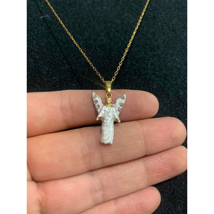 Arcangel Gabriel Dije O Pin Baño De Oro Con Cristal