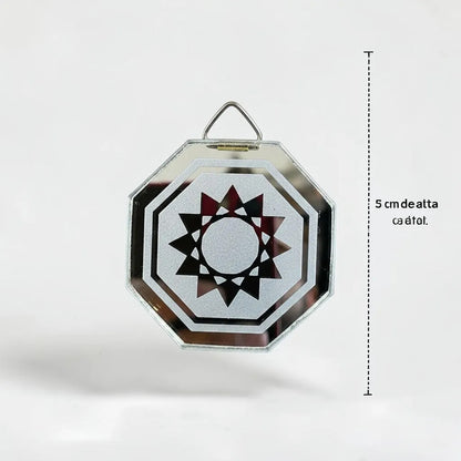 Espejo Octagonal, Grabado Con Símbolos Esotéricos De 5 Cm Estrella De 12 Picos by HEREJE