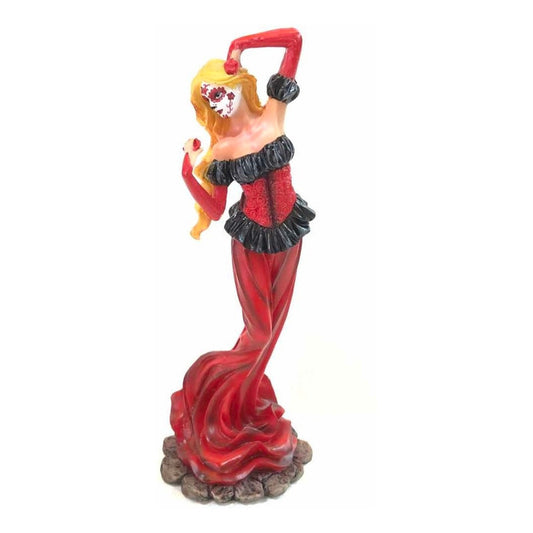 Catrina Roja En Resina Nacional Pintada A Mano 25 Cm