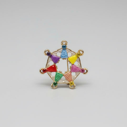 Círculo Ángeles Prendedor Baño De Oro Con Cristal