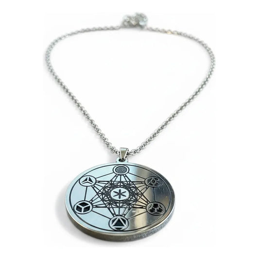 Metatron Medalla De Acero Plateado by HEREJE