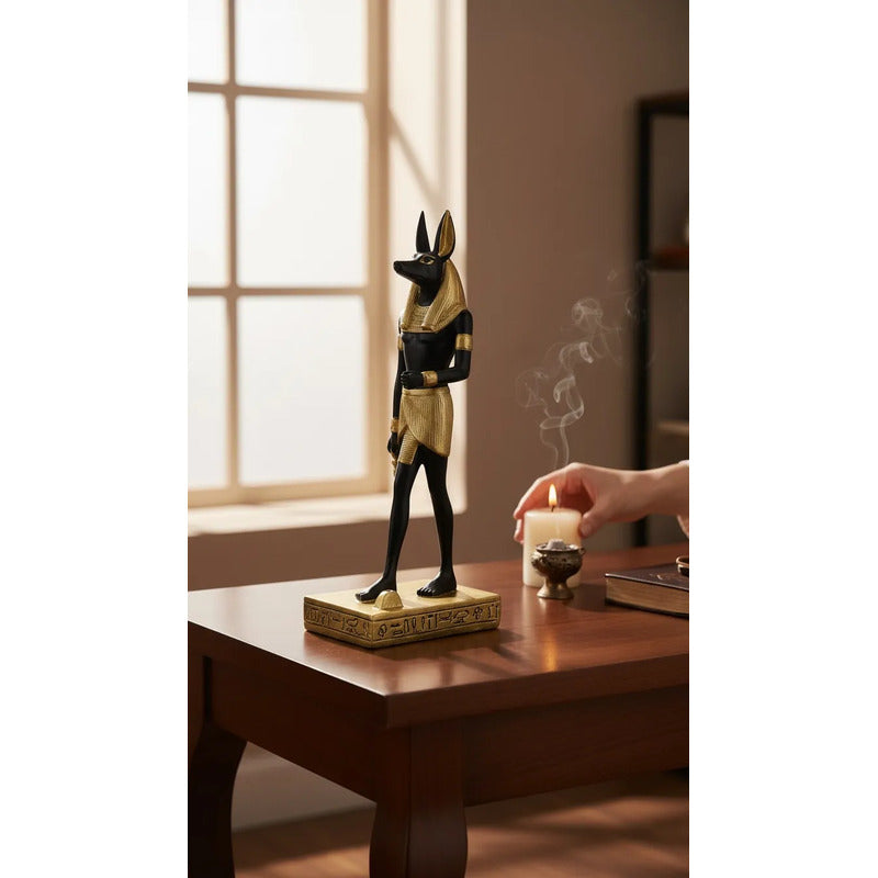 Figura Decorativa Dios Egipcio Anubis Resina 22 Cm Negro by HEREJE