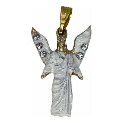Arcangel Gabriel Dije O Pin Baño De Oro Con Cristal