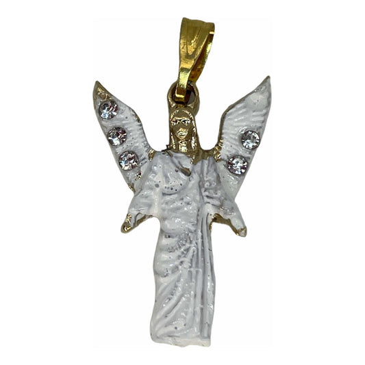Arcangel Gabriel Dije O Pin Baño De Oro Con Cristal