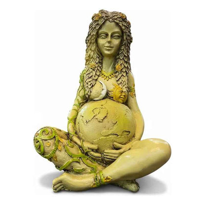 Figura Diosa Madre Tierra Gaia Estatua Decorativa 15cm Verde Claro