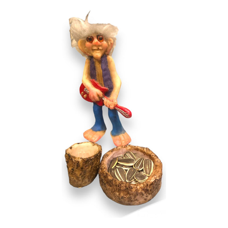 Troll Armonia + Comederos 12 Cm Figura En Resina Nacional.