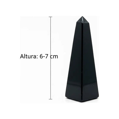 Obsidiana En Obelisco Tallado A Mano De Entre 6 Y 7 Cm Negro by HEREJE