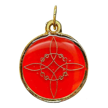 Nudo De Brujas Dije Encapsulado Con Los 7 Baño De Oro 25mm Rojo