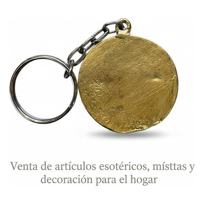 Llavero Feng Shui Elefante Y Rinoceronte Metal Hereje Azul