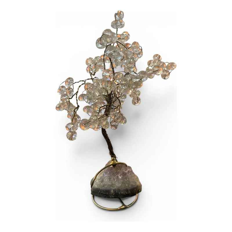 Arbol De La Vida En Cristal Con Base De Cuarzo, 14 Cm Altura Transparente