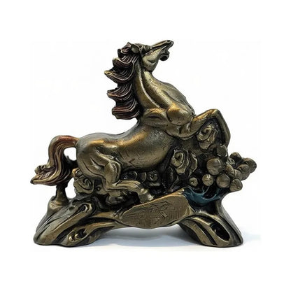 Caballo Del Año Chino Figura De Resina 6.5x8x2.5cm Dorado Oscuro by HEREJE